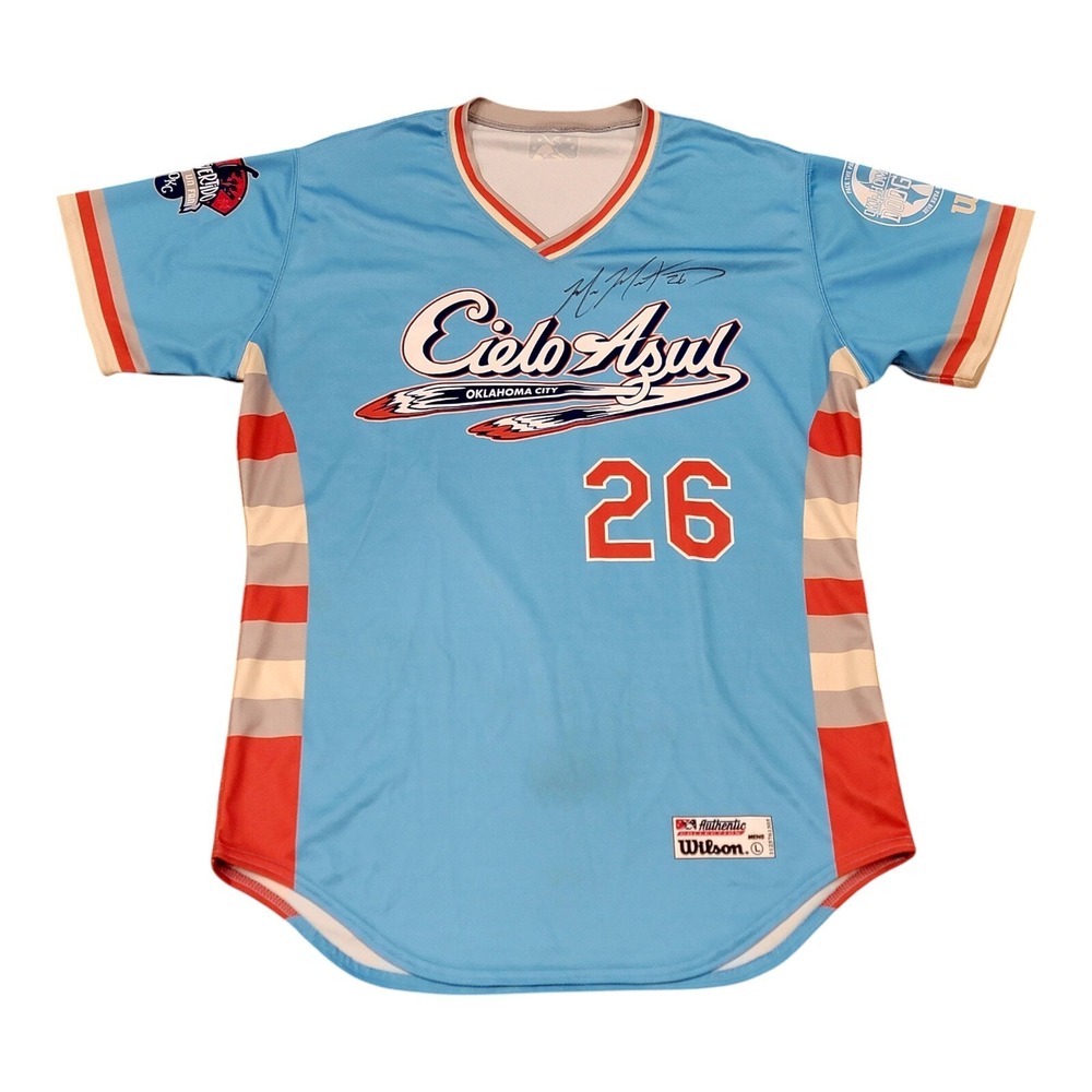 Mike Montgomery Signed Game Worn Cielo Azul Jersey Cubs 2016 WS Champ